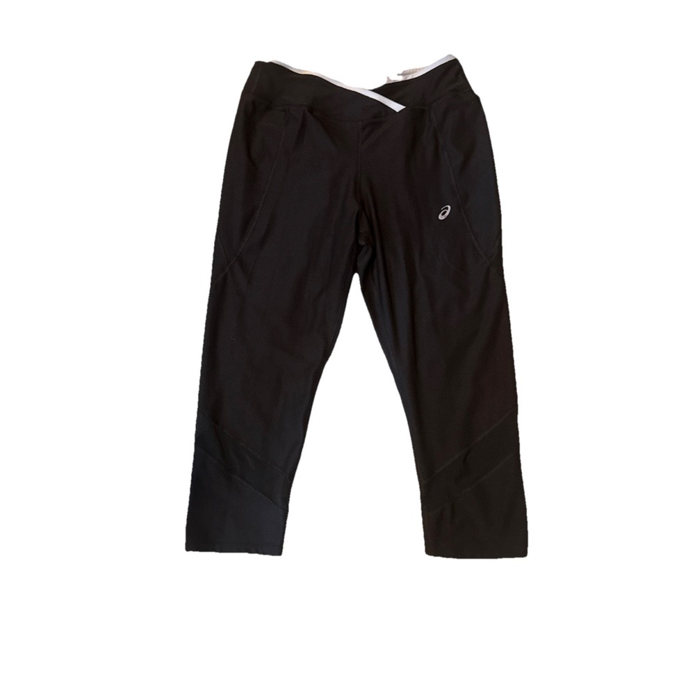 Asics Pants Women's L Black Running Casual Gym Workout Leggings Mesh Cutout